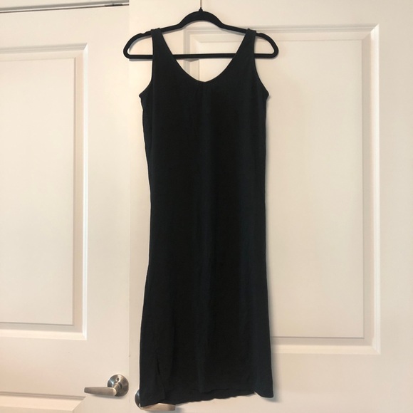 Black Cotton Tank Midi Dress w/ Two Slits Size Small - Picture 2 of 9